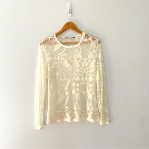 Joeffer Caoc Abstract Mesh Long Sleeve Fitted Shirt size Small